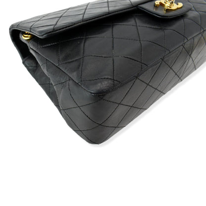 CHANEL Vintage Classic Medium Single Flap Lambskin Shoulder Bag Black