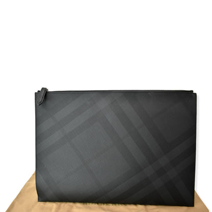 BURBERRY London Check Leather Zip Pouch
