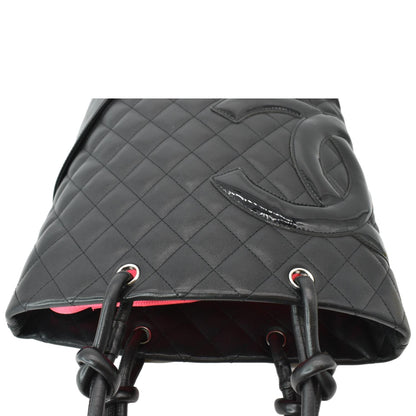 CHANEL Cambon Ligne Quilted Calfskin Leather Tote Bag Black