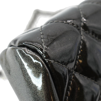 CHANEL Just Mademoiselle Ombre Degrade Patent Quilted Bowling Bag Black