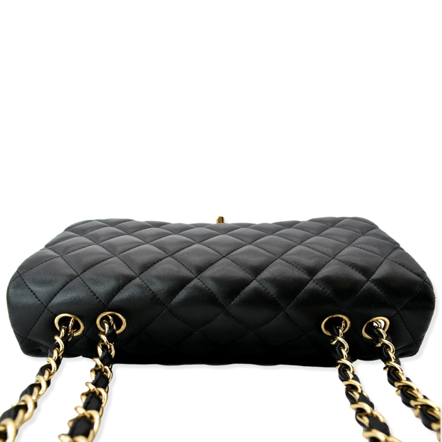 CHANEL Classic Jumbo Flap Lambskin Leather Shoulder Bag Black