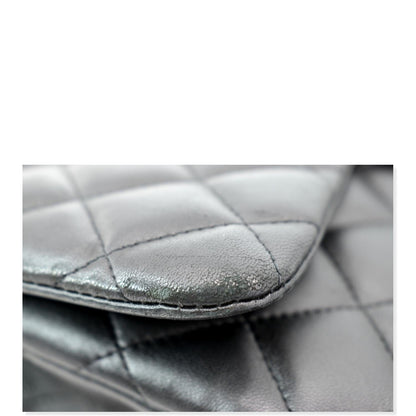 CHANEL Classic Jumbo Flap Lambskin Leather Shoulder Bag Black
