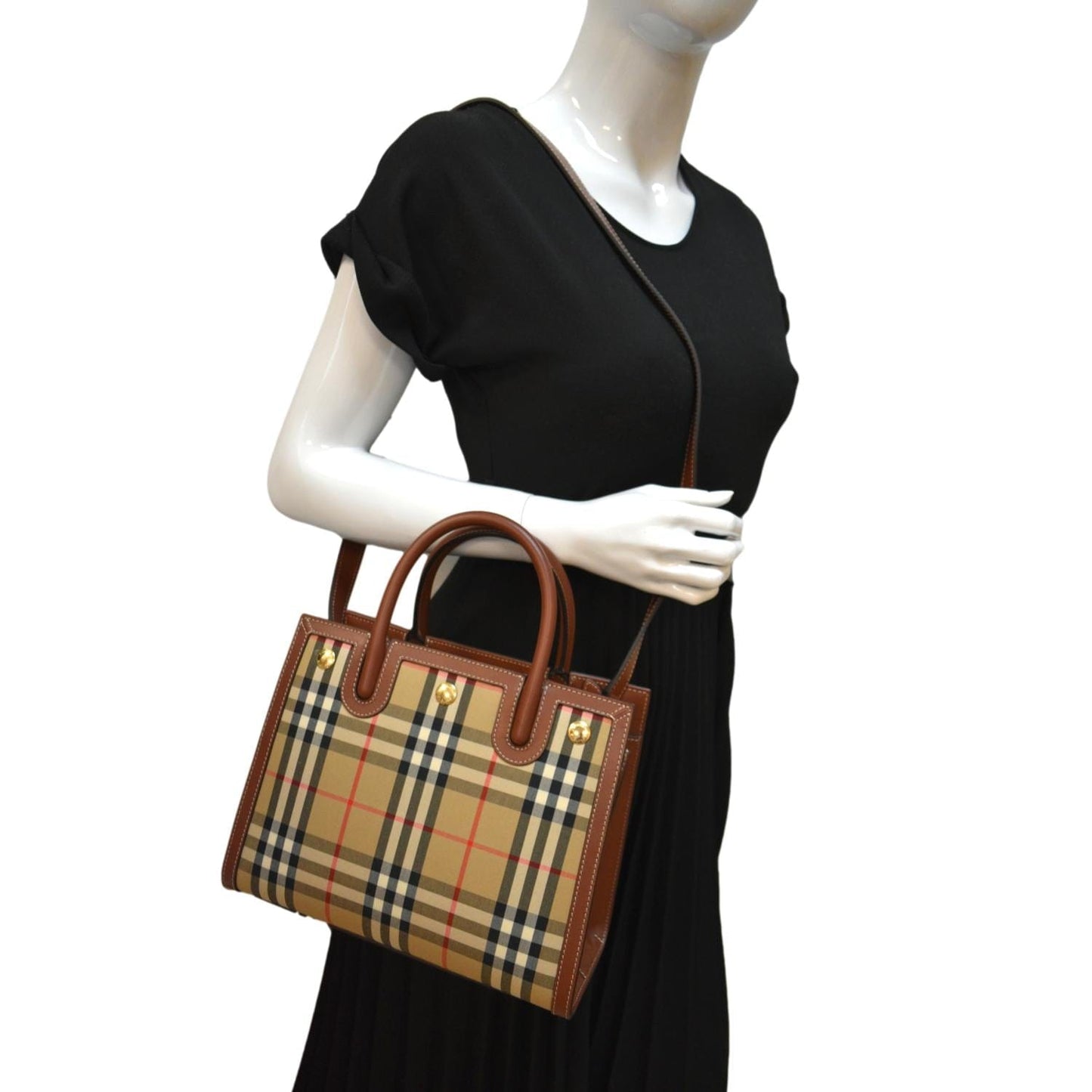 Burberry Vintage Check Two Handle Title Bag Multicolor