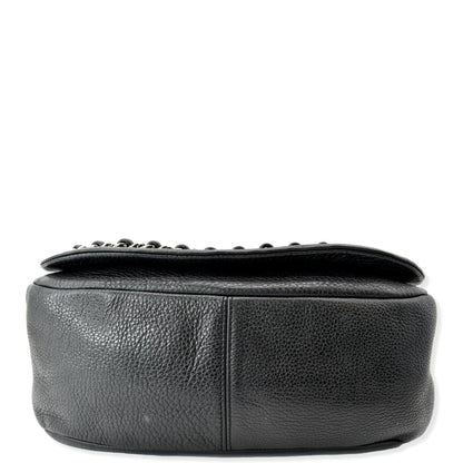 CHANEL CC Chain Around Flap Pebbled Calfskin Shoulder Bag Black