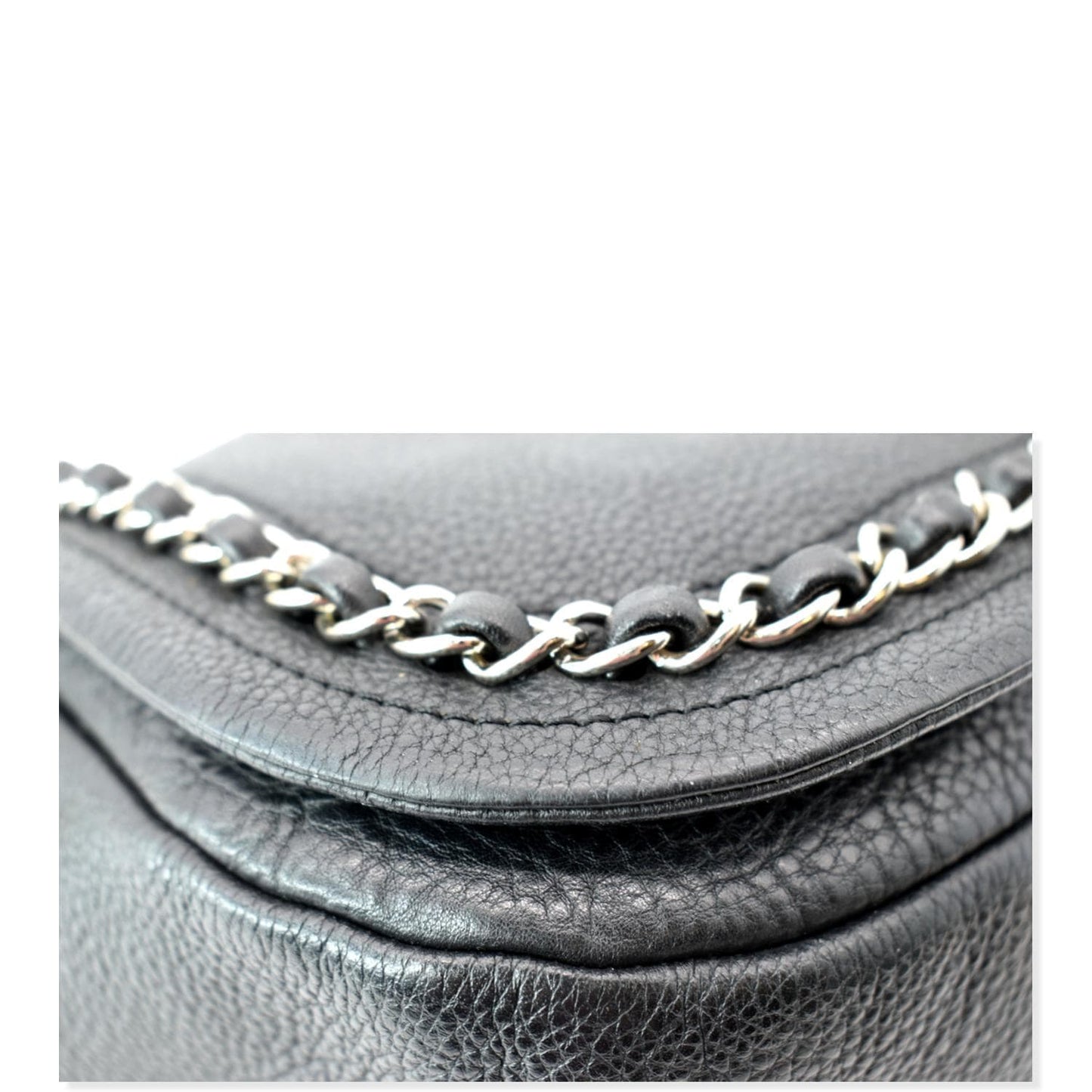 CHANEL CC Chain Around Flap Pebbled Calfskin Shoulder Bag Black