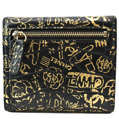 CHANEL Reissue Graffiti Crocodile Embossed Calfskin Leather Wallet Gold