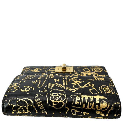 CHANEL Reissue Graffiti Crocodile Embossed Calfskin Leather Wallet Gold