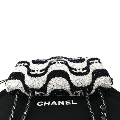 CHANEL Classic Flap Sequin Chain Shoulder Bag Black/White