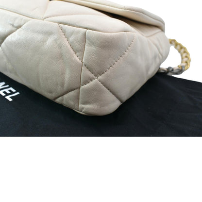 CHANEL 19 Medium Flap Quilted Lambskin Leather Shoulder Bag White - Hot Deals