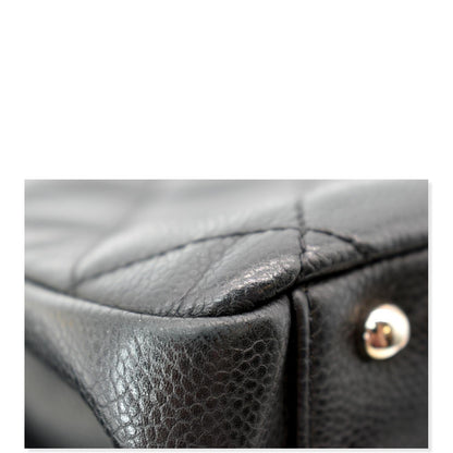 CHANEL Timeless CC Soft Quilted Caviar Leather Shopping Tote Bag Black