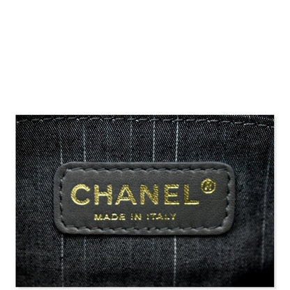 CHANEL CC Embroidered Patent Quilted Chain Clutch Bag Black/Gold