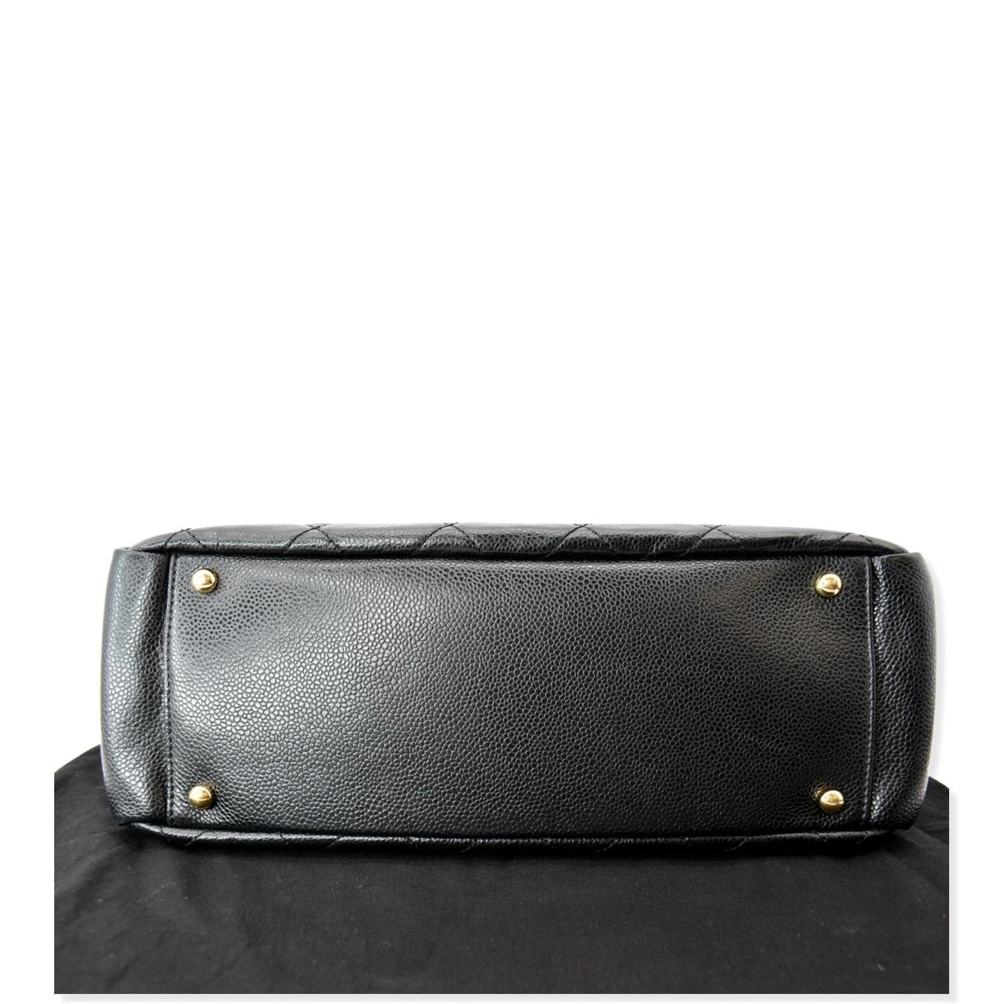 CHANEL Timeless CC Soft Quilted Caviar Leather Shopping Tote Bag Black