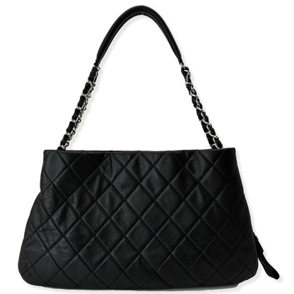 CHANEL Expandable Zip Around Caviar Quilted Tote Shoulder Bag Black