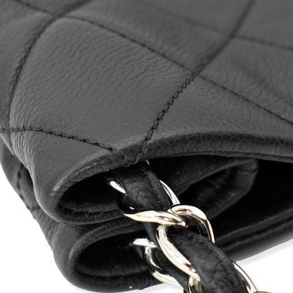 CHANEL Expandable Zip Around Caviar Quilted Tote Shoulder Bag Black