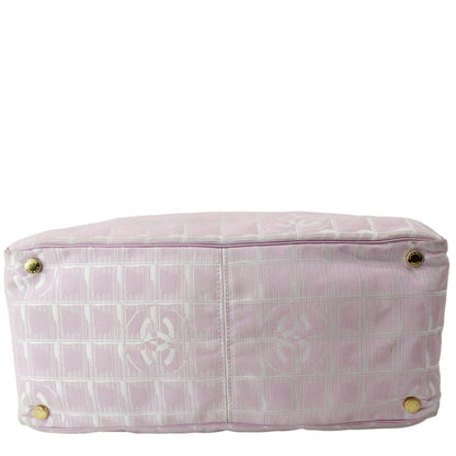 CHANEL CC Logo Travel Line Large Nylon Tote Bag Light Pink