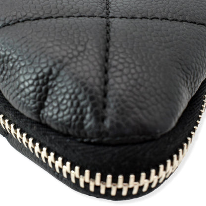 CHANEL Expandable Zip Around Caviar Quilted Tote Shoulder Bag Black