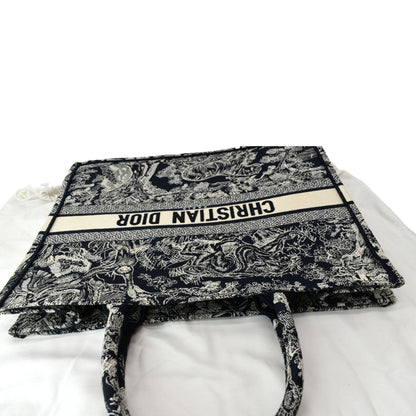 CHRISTIAN DIOR Book Medium Toile De Jouy Reverse Embroidery Tote Bag Blue