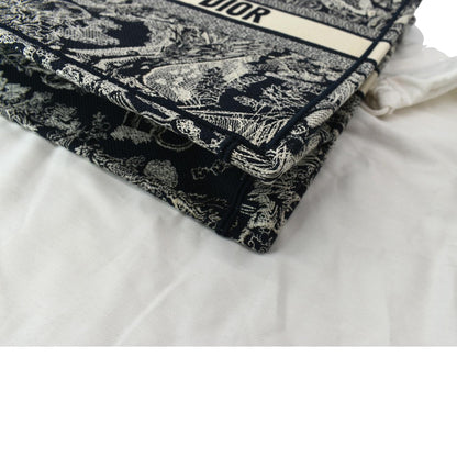 CHRISTIAN DIOR Book Medium Toile De Jouy Reverse Embroidery Tote Bag Blue