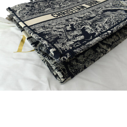 CHRISTIAN DIOR Book Medium Toile De Jouy Reverse Embroidery Tote Bag Blue