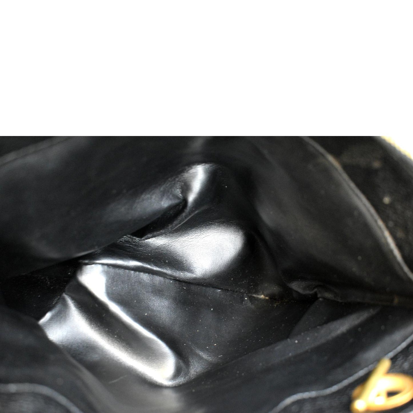 CHANEL Vintage Front Pocket Caviar Leather Shoulder Bag Black
