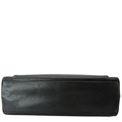 CHANEL Vintage Front Pocket Caviar Leather Shoulder Bag Black