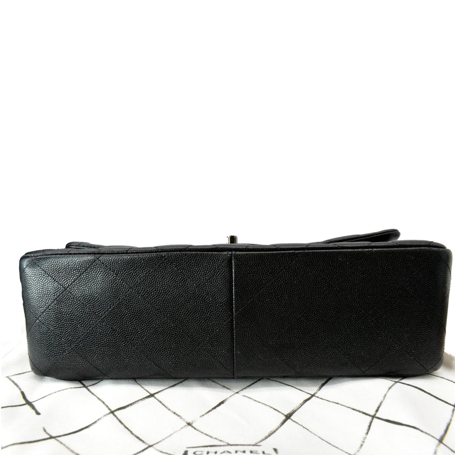 CHANEL Classic Double Flap Caviar Leather Shoulder Bag Black