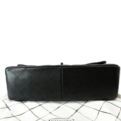 CHANEL Classic Double Flap Caviar Leather Shoulder Bag Black