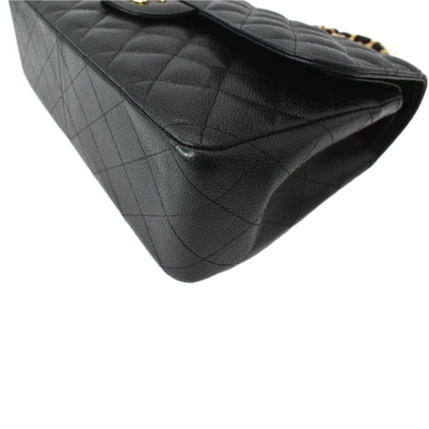 CHANEL Classic Double Flap Caviar Leather Shoulder Bag Black