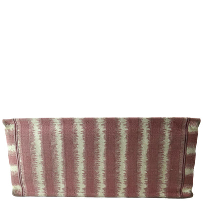 CHRISTIAN DIOR Book Stripe Embroidered Canvas Tote Bag Pink