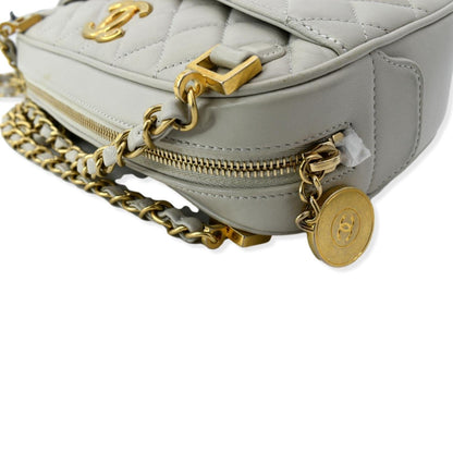 CHANEL Misia CC Lambskin Chain Camera Shoulder Bag White