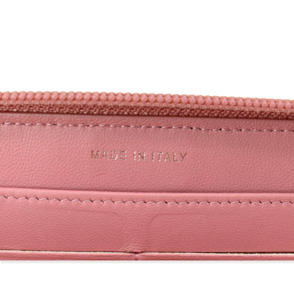 CHANEL Small Boy Lambskin Zip Around Long Wallet Pink