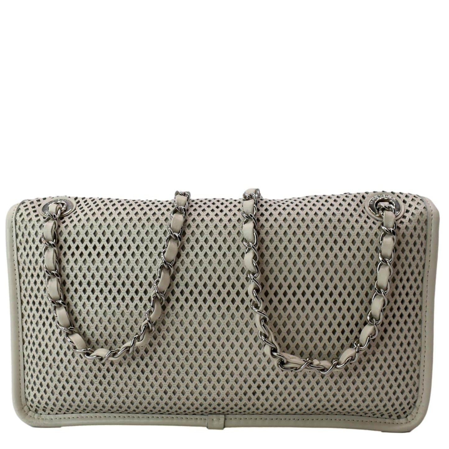 CHANEL Up in the Air Classic Flap Perforated Calfskin Shoulder Bag White