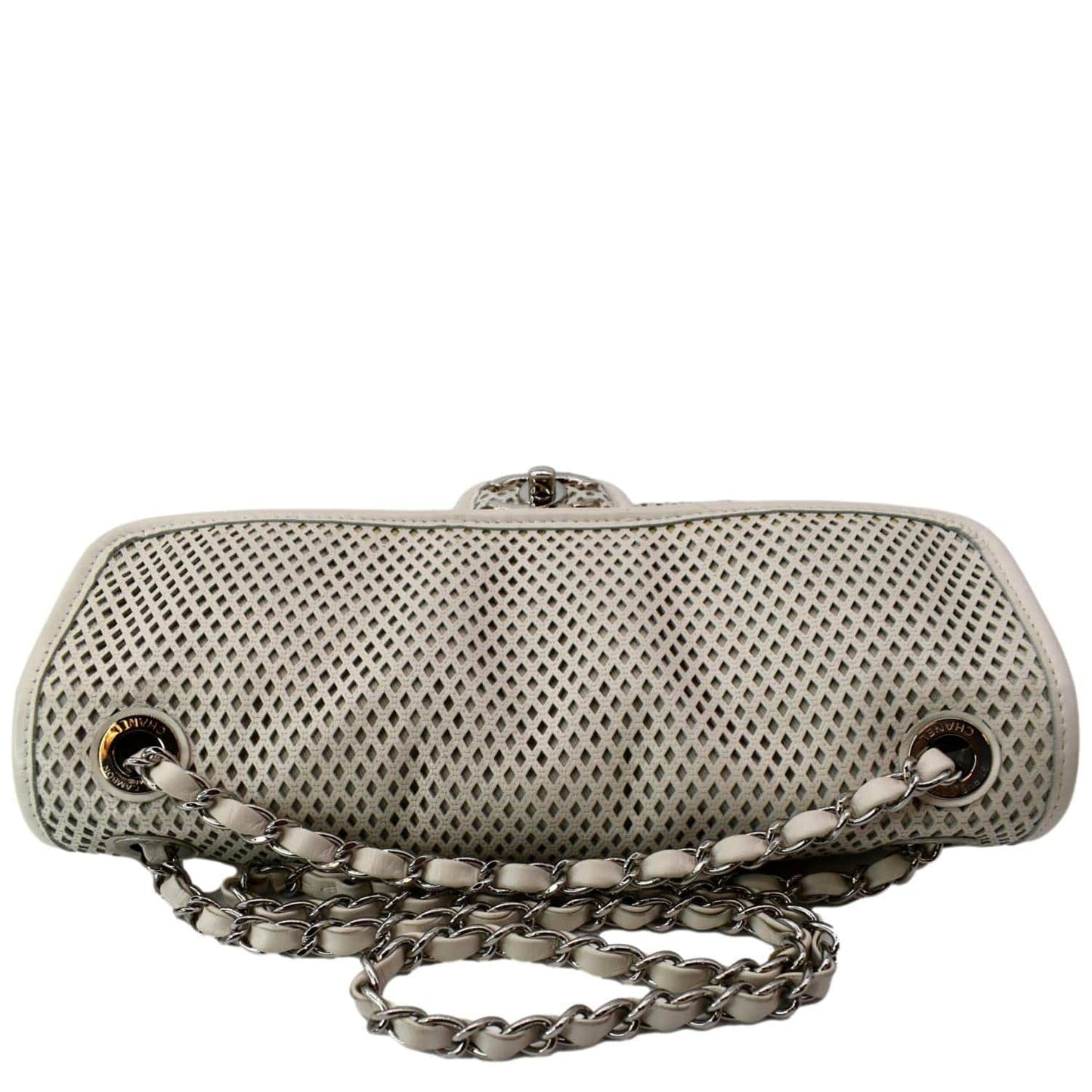 CHANEL Up in the Air Classic Flap Perforated Calfskin Shoulder Bag White