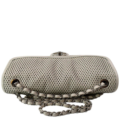 CHANEL Up in the Air Classic Flap Perforated Calfskin Shoulder Bag White