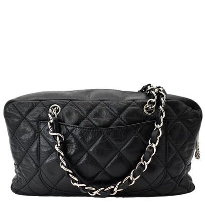 CHANEL Vintage Leather Chain Shoulder Bag Black