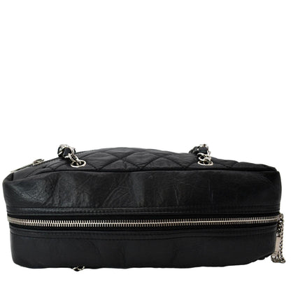 CHANEL Vintage Leather Chain Shoulder Bag Black