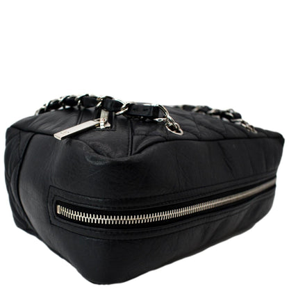 CHANEL Vintage Leather Chain Shoulder Bag Black