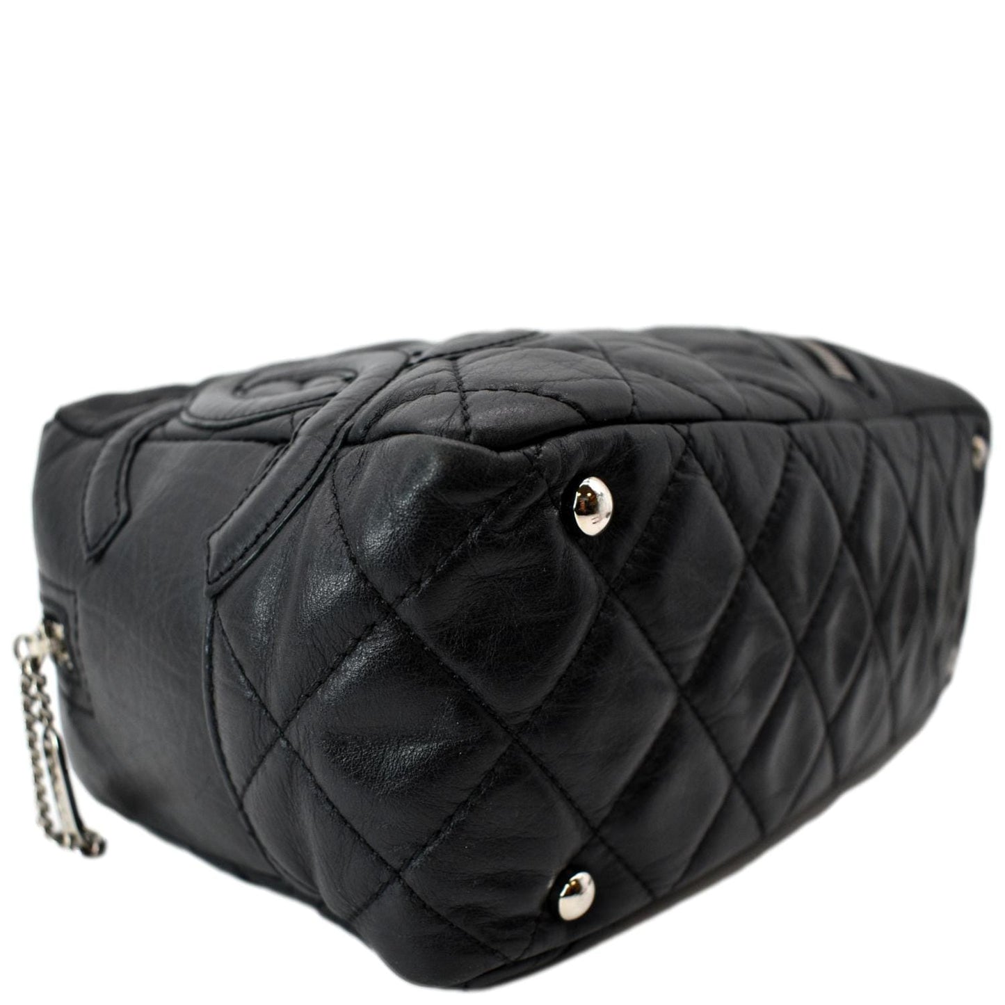 CHANEL Vintage Leather Chain Shoulder Bag Black