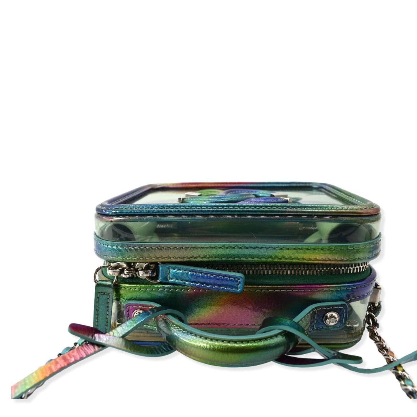 CHANEL Vanity Case Small Filigree Rainbow Patent Leather Crossbody Bag Green - Hot Deals