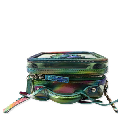 CHANEL Vanity Case Small Filigree Rainbow Patent Leather Crossbody Bag Green - Hot Deals