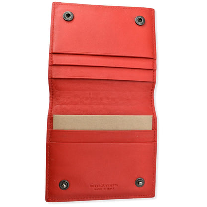 BOTTEGA VENETA Intrecciato Leather Bifold Mens Wallet Red
