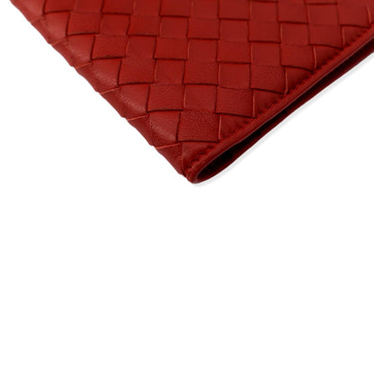 BOTTEGA VENETA Intrecciato Leather Bifold Mens Wallet Red