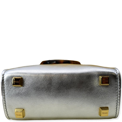 FENDI Mini Sunshine Plexiglass Laminated Leather Shopper Tote Crossbody Bag Silver - Hot Deals