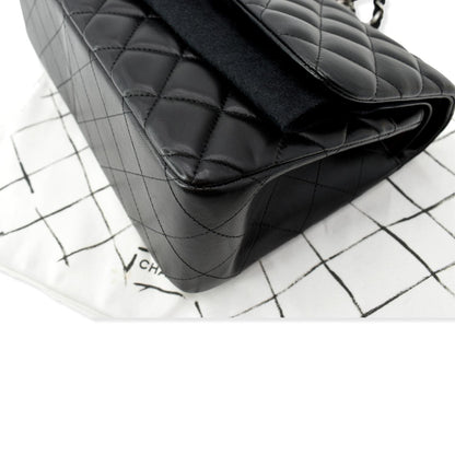 CHANEL Classic Jumbo Double Flap Lambskin Leather Shoulder Bag Black