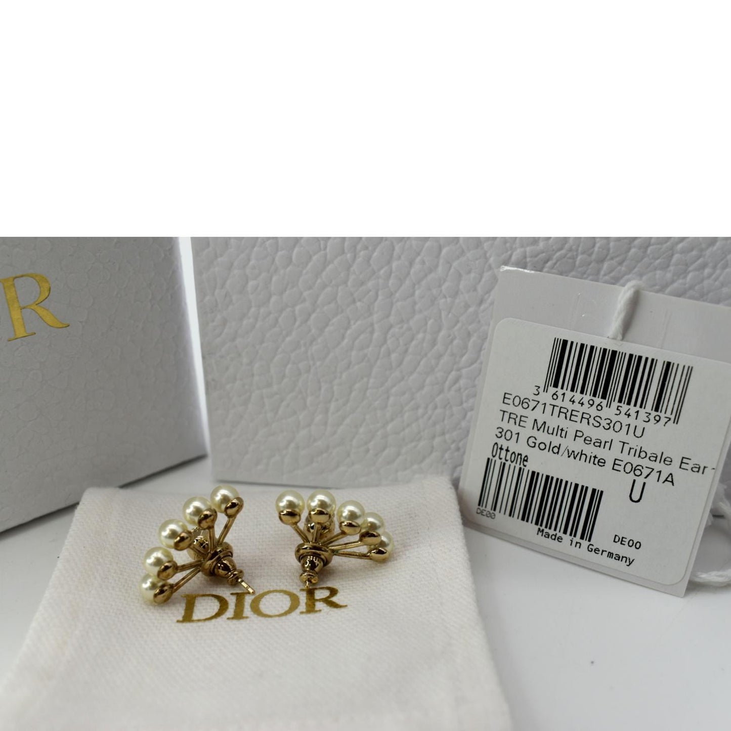 CHRISTIAN DIOR La Petite Tribale Metal Resin Pearls Earrings Gold