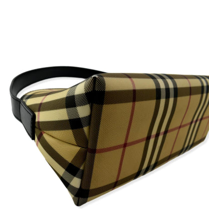 BURBERRY Nova Check Coated Canvas Baguette Bag Beige