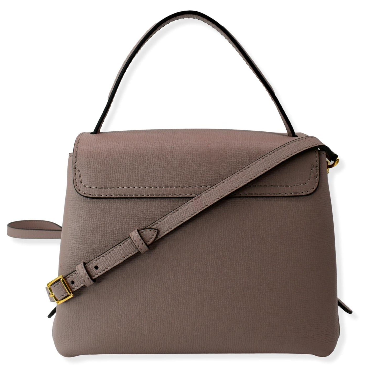 BURBERRY Banner Derby Small House Check Leather Tote Shoulder Bag Dusty Pink