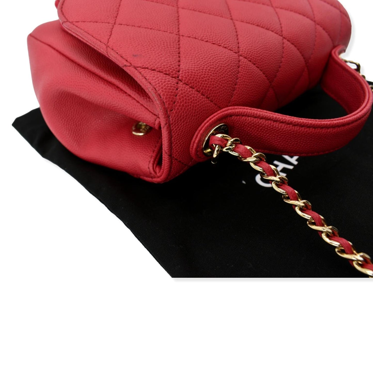 CHANEL Business Affinity Small Caviar Quilted Shoulder Bag Red