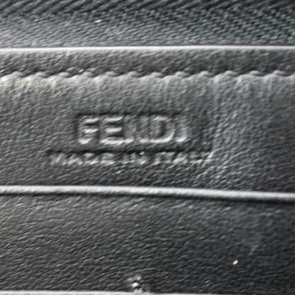 FENDI Century Hypnoteyes Continental Vitello Leather Zip Around Wallet Black