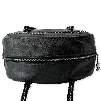 CHANEL CC Chain Around Leather Bowling Bag Black